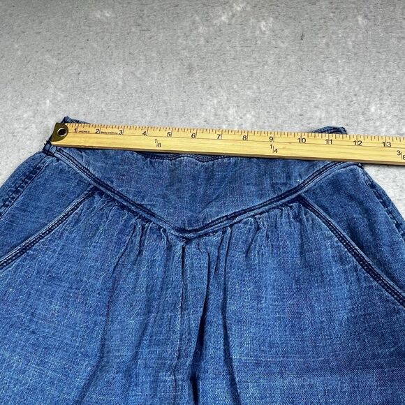 Aritzia Wilfred Gabrielle Skirt Size 2XS Blue Midi Linen Blend Denim Pockets - Picture 6 of 12